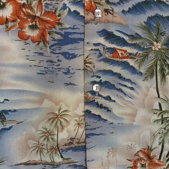 Hawaiian Tropical Men's Button Front Shirt Medium Colorful Floral multicolor Top - Picture 4 of 11